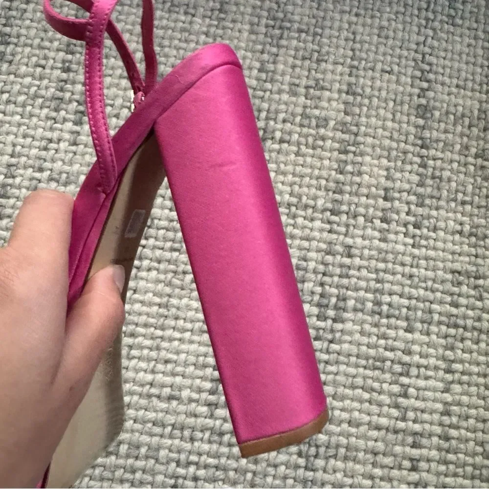NEW Larroude Annie 140MM Pink Satin Platform Sandals 10